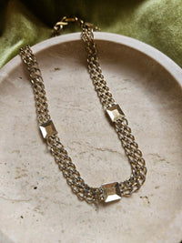 Sautoir Art Déco Nina Ricci Plaqué Or avec Cristaux