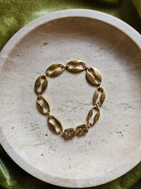 Bracelet Givenchy Vintage Grain de Café XL en Plaqué Or et Émail Rouge