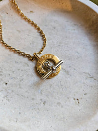 Collier Vintage Celine Fermoir T doré et Argenté