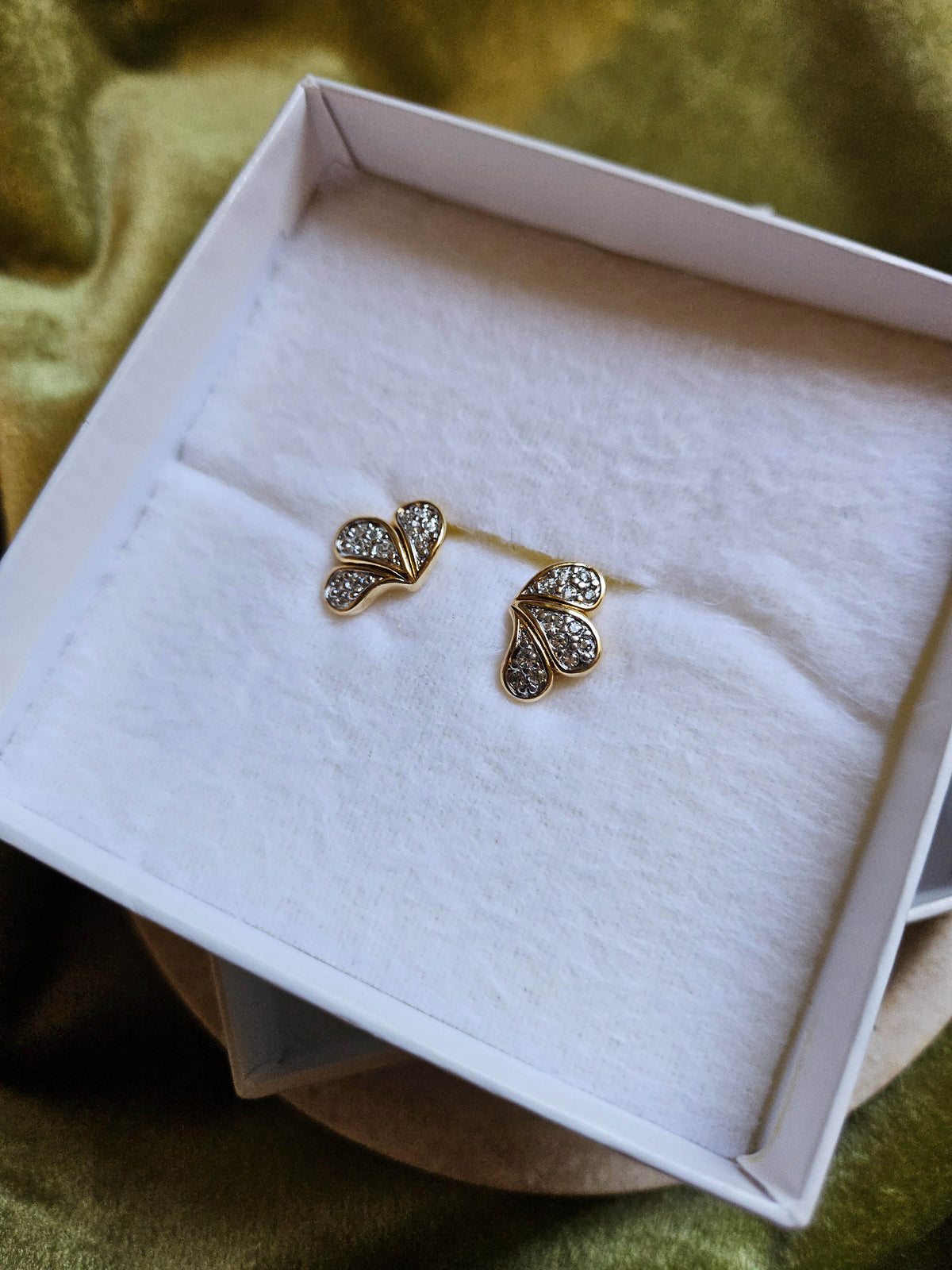 Mini Boucles d’Oreilles Nina Ricci Vintage à Clip Goutte Plaqué Or et Strass Cristal