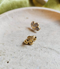 Mini Boucles d’Oreilles Nina Ricci Vintage à Clip Goutte Plaqué Or et Strass Cristal