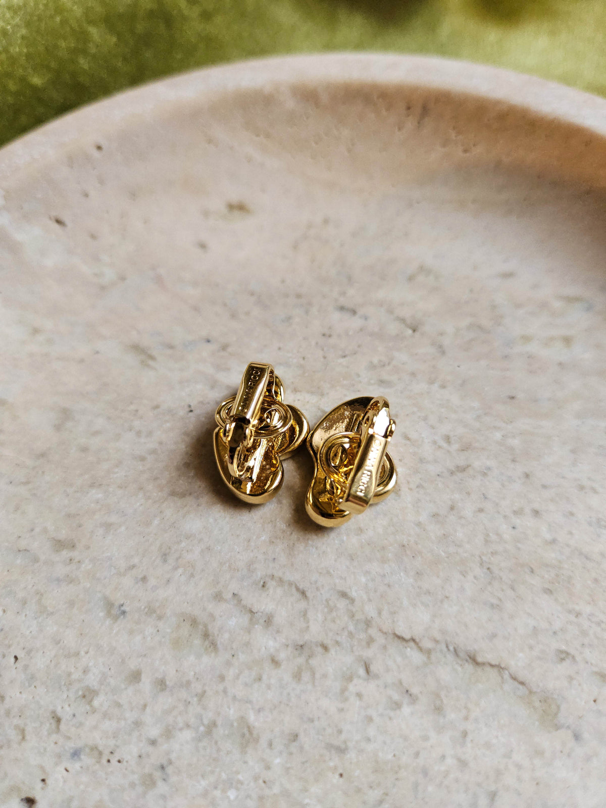 Mini Boucles d’Oreilles Nina Ricci Vintage à Clip Goutte Plaqué Or et Strass Cristal