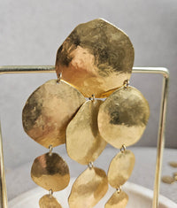 Boucles d’Oreilles Sonia Rykiel Vintage Maxi Chandelier en Plaqué Or Martelé