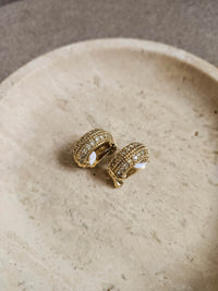 Vintage Christian Dior Gold-Plated Rhinestone Clip-On Earrings