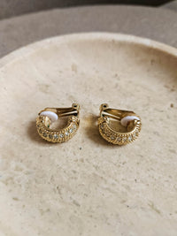 Vintage Christian Dior Gold-Plated Rhinestone Clip-On Earrings