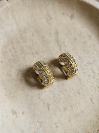 Vintage Christian Dior Gold-Plated Rhinestone Clip-On Earrings