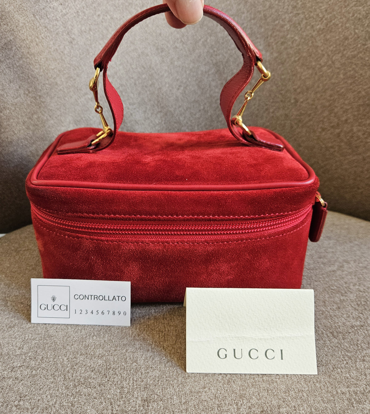 Vanity Gucci Vintage en Daim Rouge