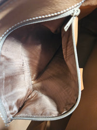 Sac Céline Boston en Toile Enduite Macadam Marron et Cuir Caramel