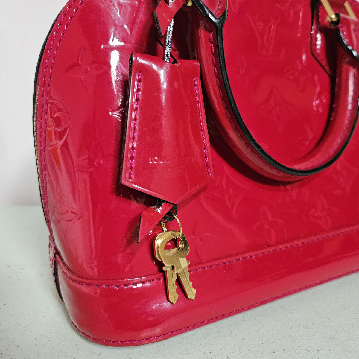 Sac Louis Vuitton Alma BB M91606 en Cuir Vernis Rouge