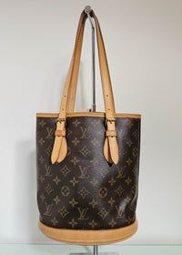 Sac Louis Vuitton Bucket en Toile Monogram et Cuir Vachette Beige