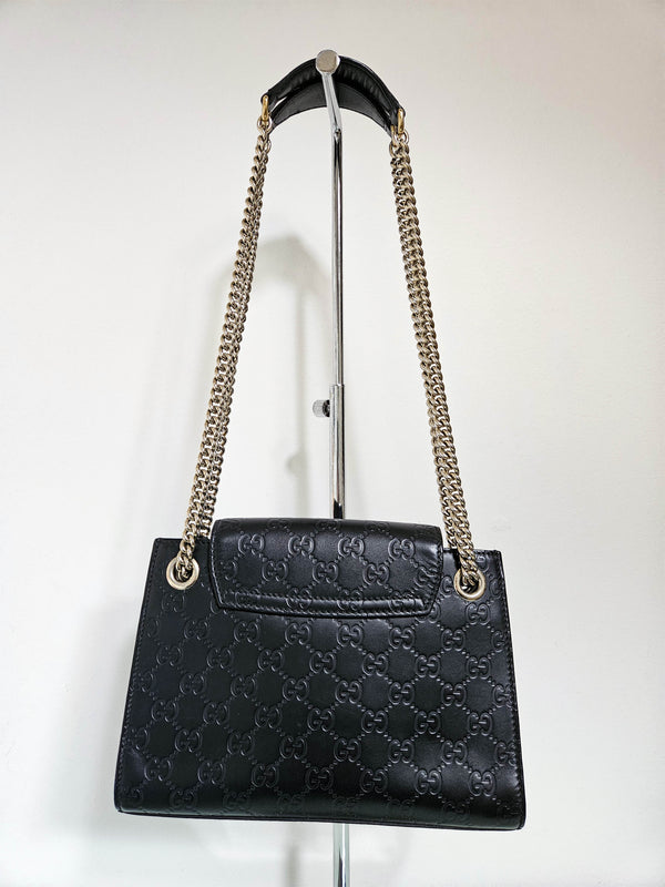 Sac Gucci Emily Guccissima en cuir noir embossé
