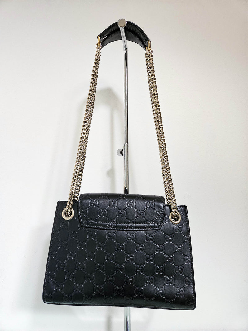 Sac Gucci Emily Guccissima en cuir noir embossé