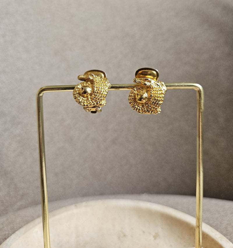 Vintage Celine 1992 Crocodile Clip-On Earrings