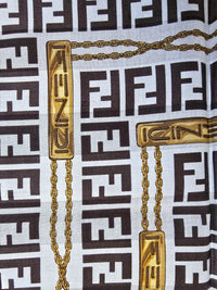 Foulard Bandana Fendi Vintage FF Géométrique Noir et Doré