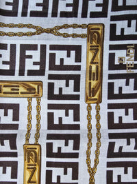 Foulard Bandana Fendi Vintage FF Géométrique Noir et Doré
