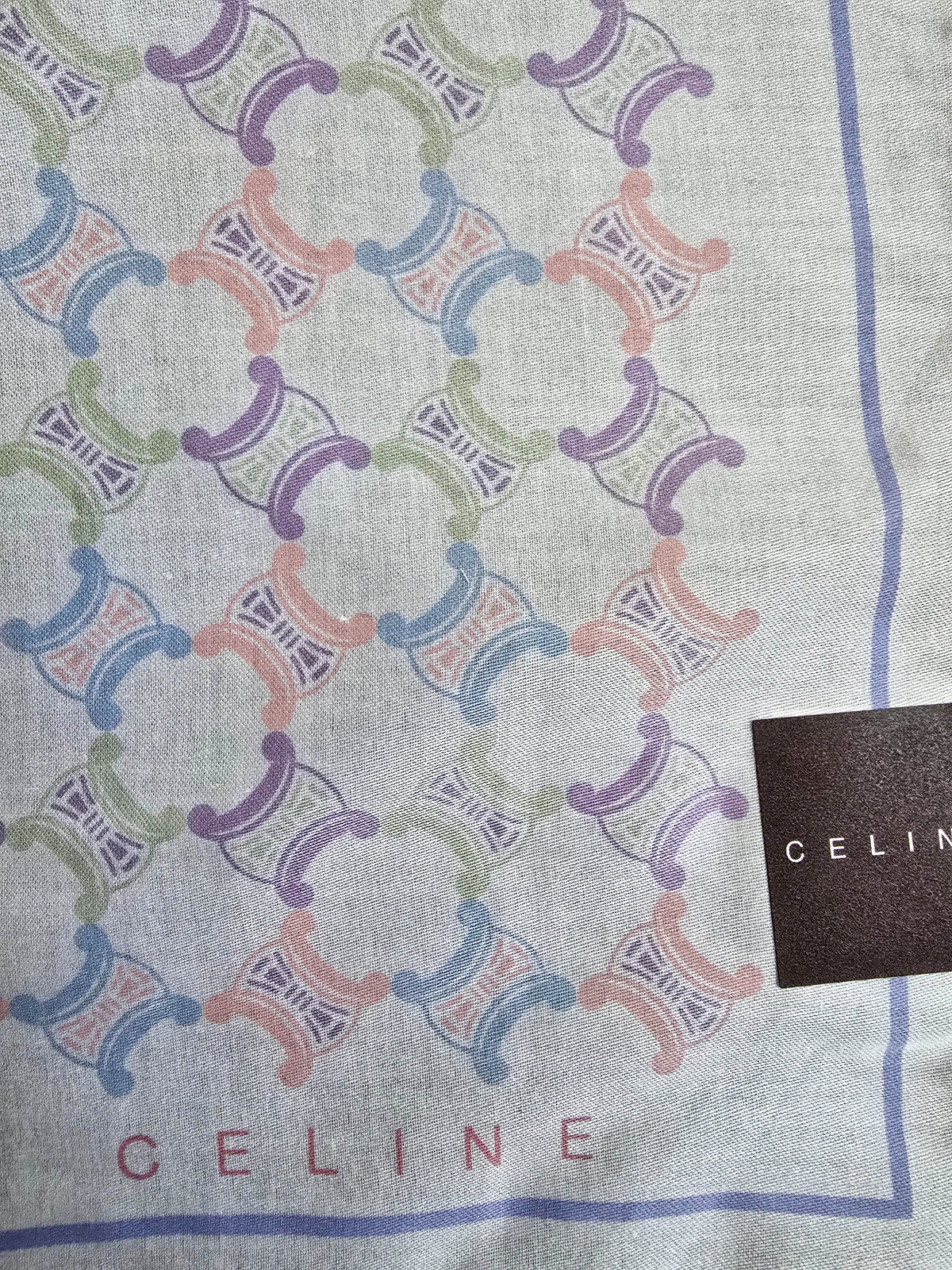 Foulard Bandana Céline Vintage Motif Triomphe Pastel