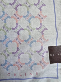 Foulard Bandana Céline Vintage Motif Triomphe Pastel