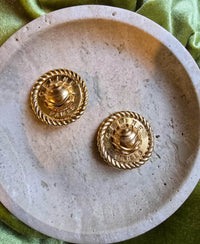 Boucles d’Oreilles Céline Vintage Maxi Dômes Plaqué Or