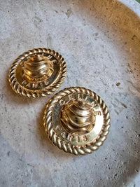 Boucles d’Oreilles Céline Vintage Maxi Dômes Plaqué Or