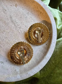 Boucles d’Oreilles Céline Vintage Maxi Dômes Plaqué Or
