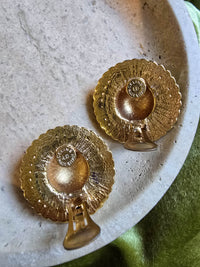 Boucles d’Oreilles Céline Vintage Maxi Dômes Plaqué Or