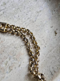 Collier Sonia Rykiel vintage plaqué or - Maillons entrelacés et strass ovales transparents