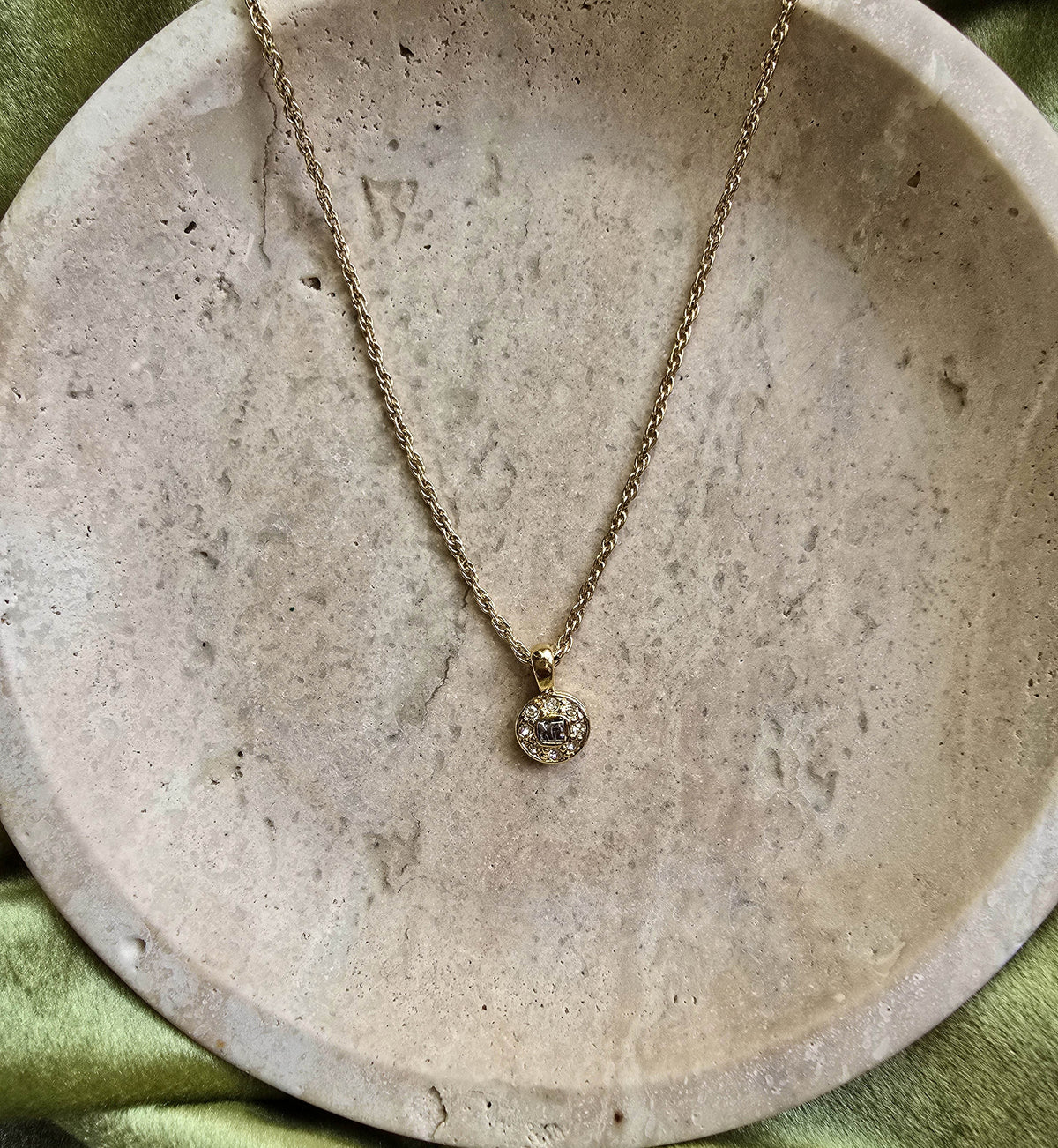 Collier Nina Ricci Vintage Pendentif Rond Strass