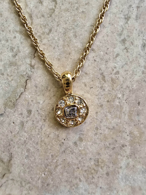 Collier Nina Ricci Vintage Pendentif Rond Strass
