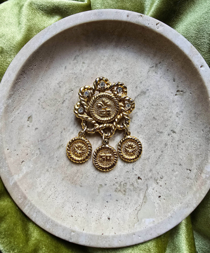 Broche Sonia Rykiel Vintage Étoile Plaqué Or et Strass