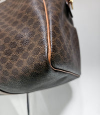 Sac de voyage Céline Boston Macadam vintage en toile enduite et cuir caramel