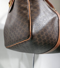 Sac de voyage Céline Boston Macadam vintage en toile enduite et cuir caramel