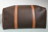 Sac de voyage Céline Boston Macadam vintage en toile enduite et cuir caramel