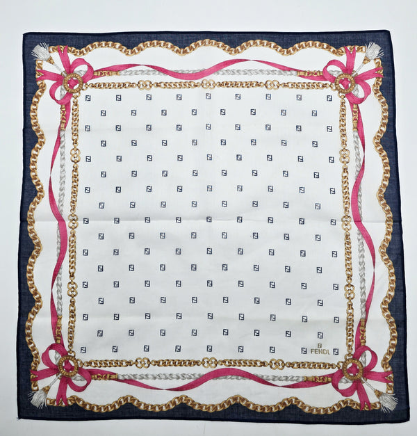 Foulard Bandana Vintage Fendi À Motif Monogramme Et Chaînes
