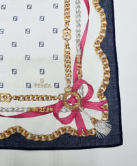 Foulard Bandana Vintage Fendi À Motif Monogramme Et Chaînes