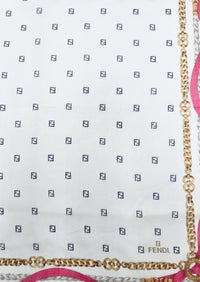 Foulard Bandana Vintage Fendi À Motif Monogramme Et Chaînes