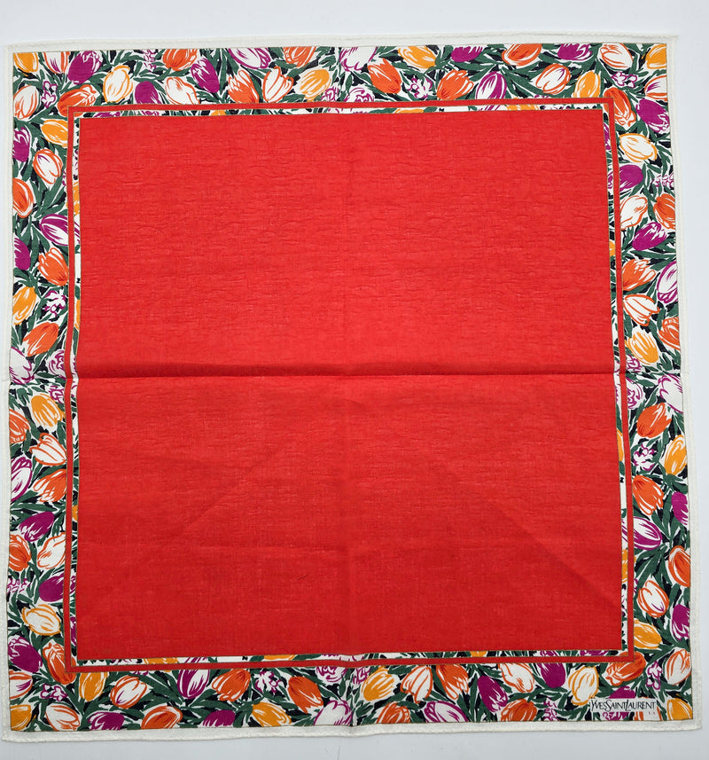 Foulard Vintage Yves Saint Laurent À Motif Floral Tulipes
