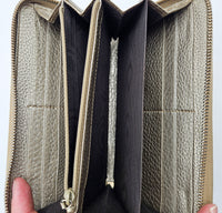 Portefeuille Gucci cuir grainé doré Bamboo zippy