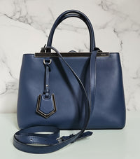 Fendi 2Jours Blue Leather Tote Bag