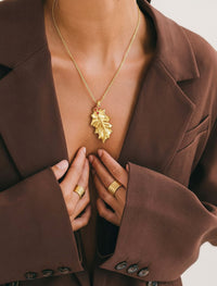 YSL Gold-Plated Holly Leaf Pendant Necklace