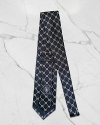 Vintage Gucci Silk Tie – Navy Blue with GG Grid Pattern