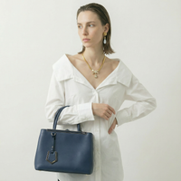 Fendi 2Jours Blue Leather Tote Bag