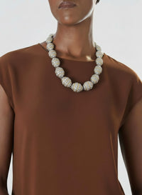 Vintage Nina Ricci Gold & Silver-Tone Rhinestone Beaded Necklace