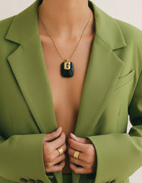 Vintage Givenchy Black Bakelite Pendant Necklace