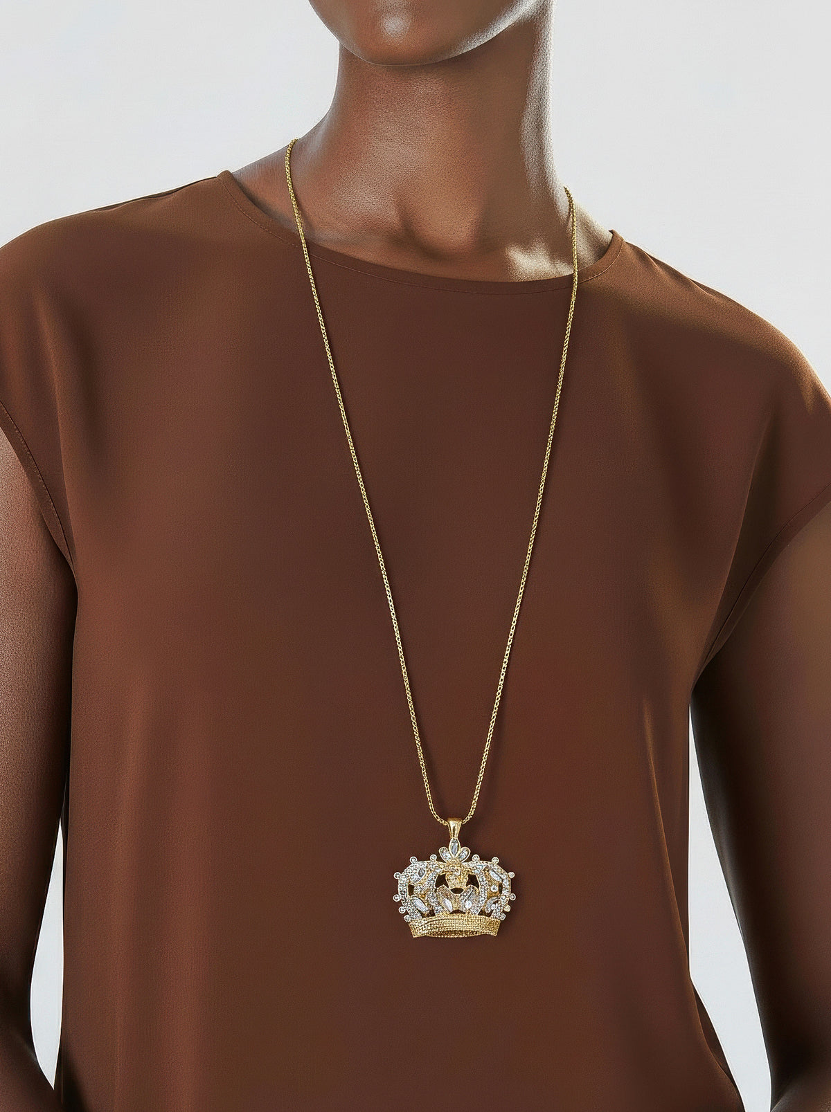 Versace Vintage Gold Crown Pendant Necklace
