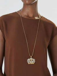 Versace Vintage Gold Crown Pendant Necklace