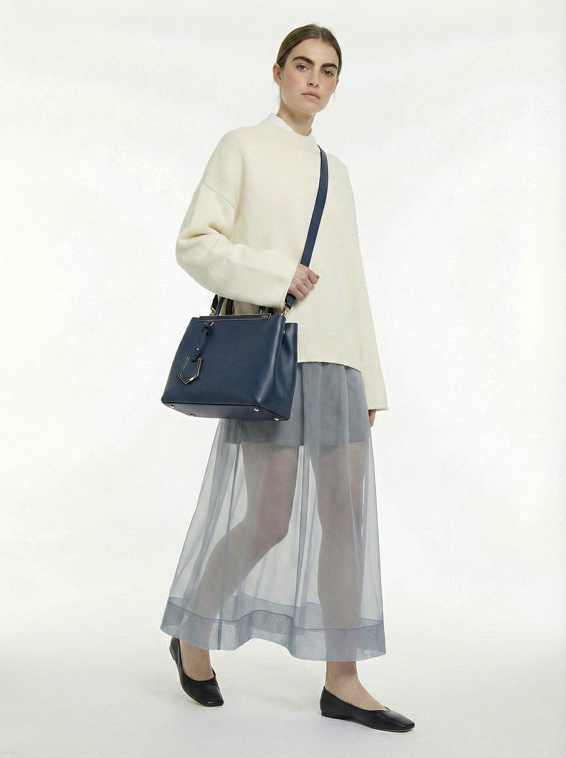 Fendi 2Jours Blue Leather Tote Bag