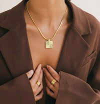 Vintage Givenchy Two-Tone Square Logo Pendant Necklace
