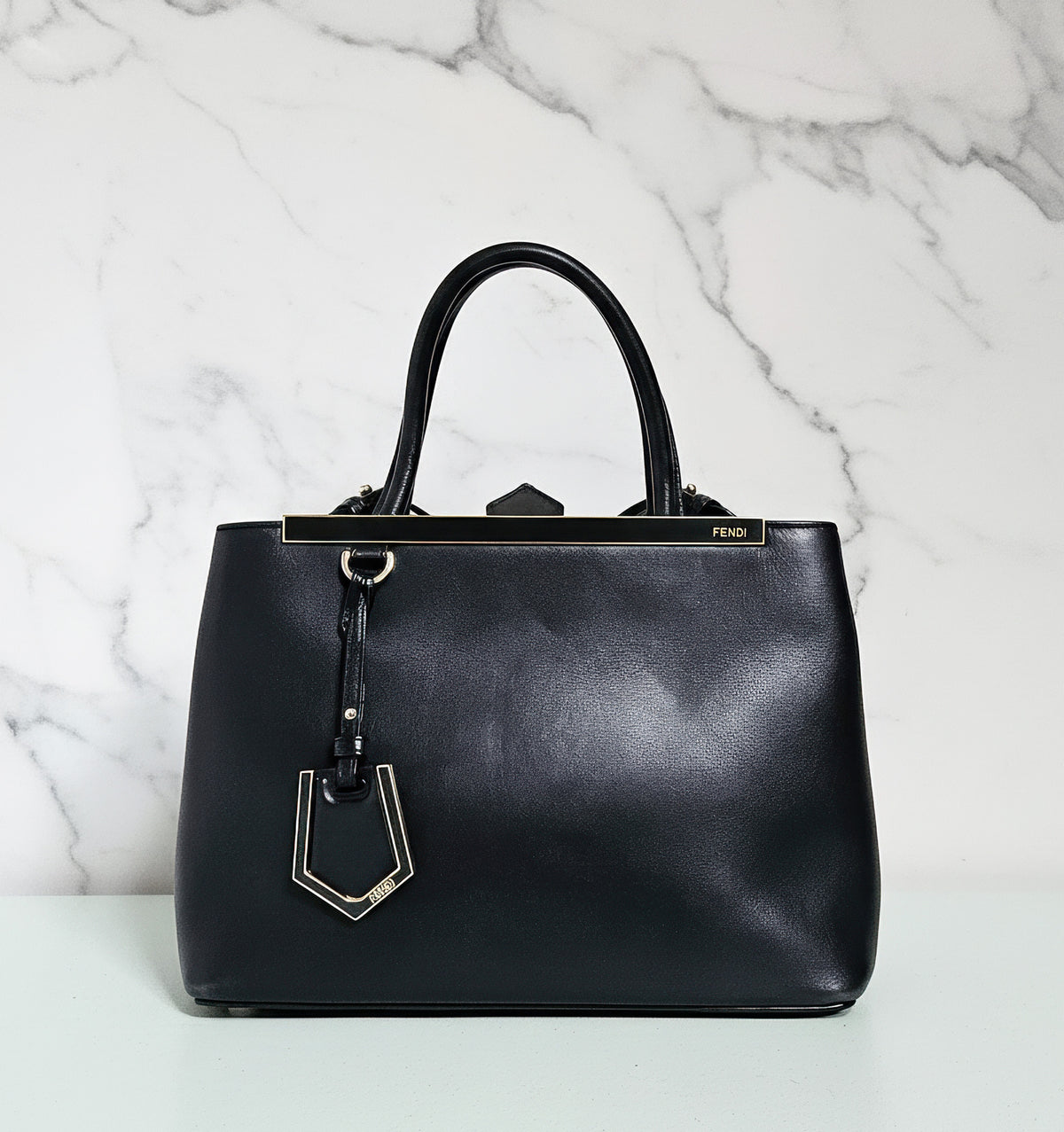 Fendi 2 Jours Black Leather Tote