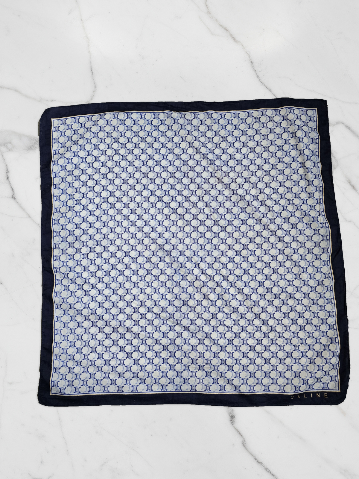 Foulard Bandana Céline Monogramme Triomphe Bleu Marine