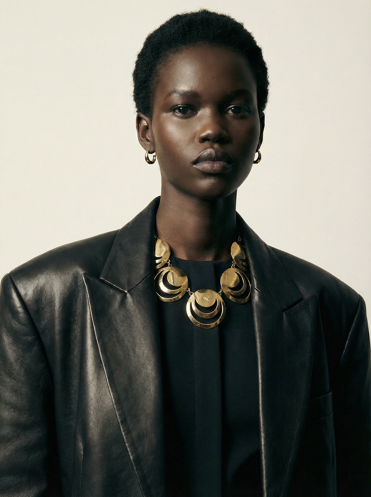 Celine Vintage Gold Geometric Statement Necklace